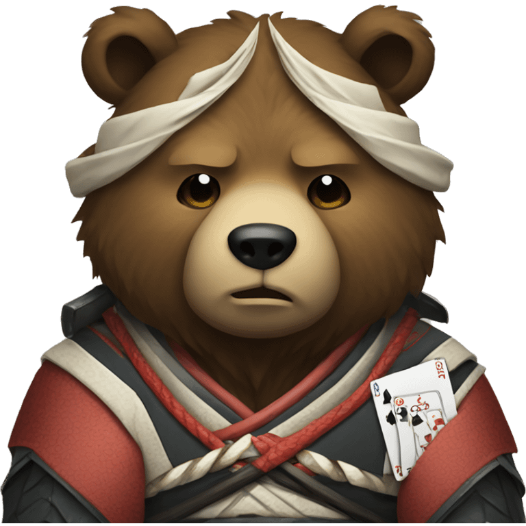 sad samurai bear with tears coz he lost in poker emoji