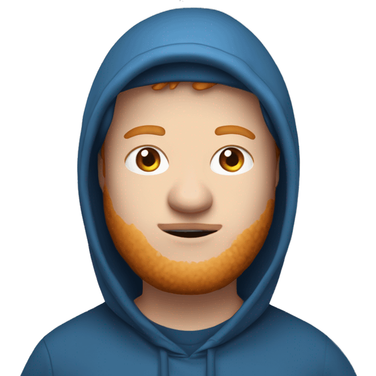 fat, ginger streamer named caseoh wearing a blue hoodie emoji with white eyes emoji