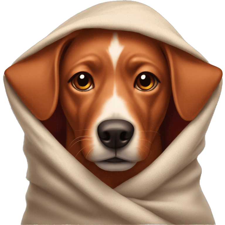 Red dog pointy ears wrapped in a blanket  emoji