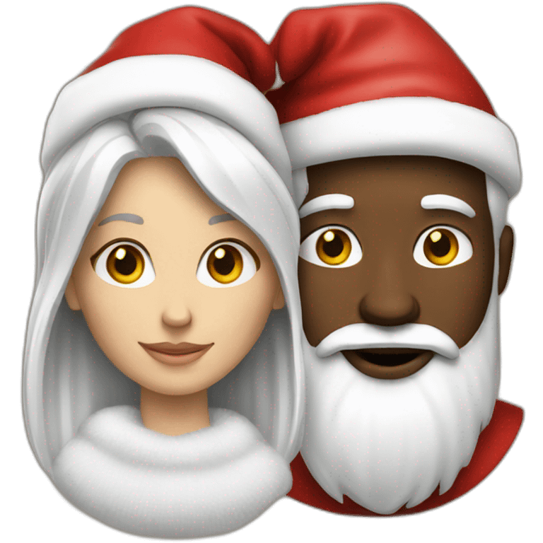 white man and black woman santa claus emoji