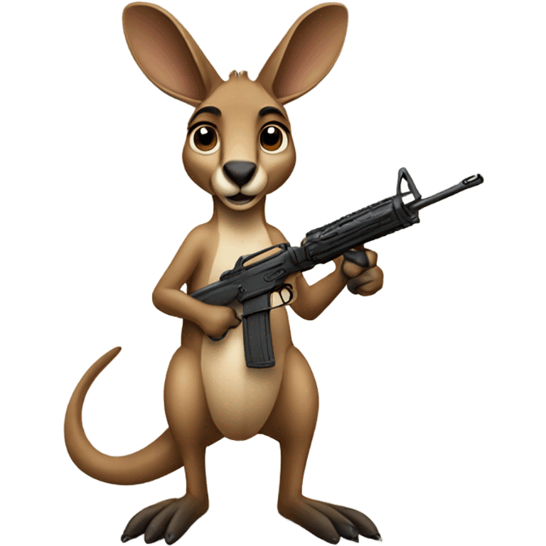 A kangaroo holding a rifle emoji