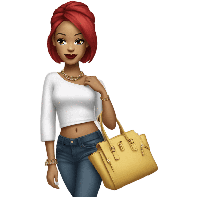 Rihanna holding a handbag emoji