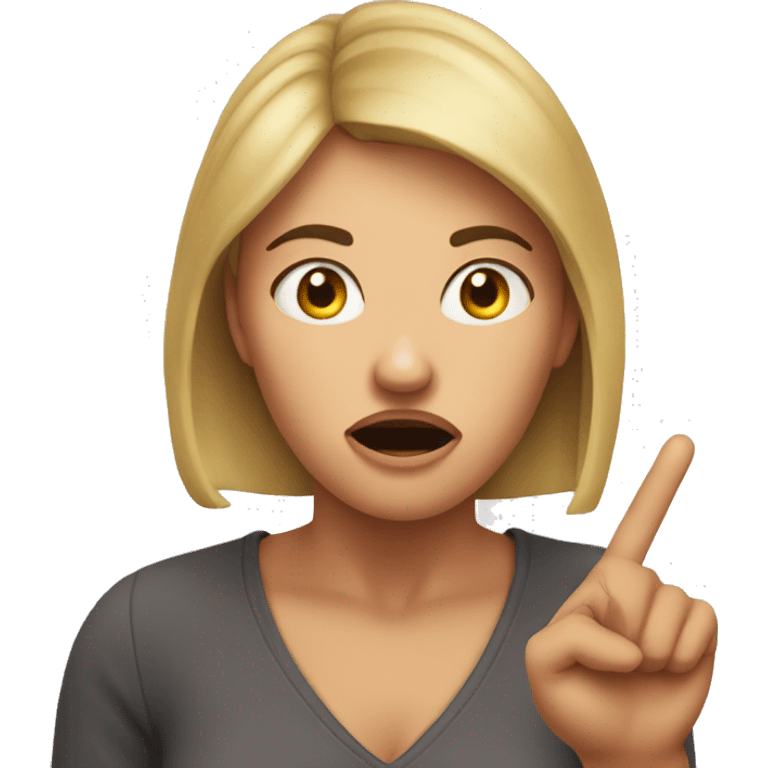 Woman who is quited shocked and pointig finger to her head emoji