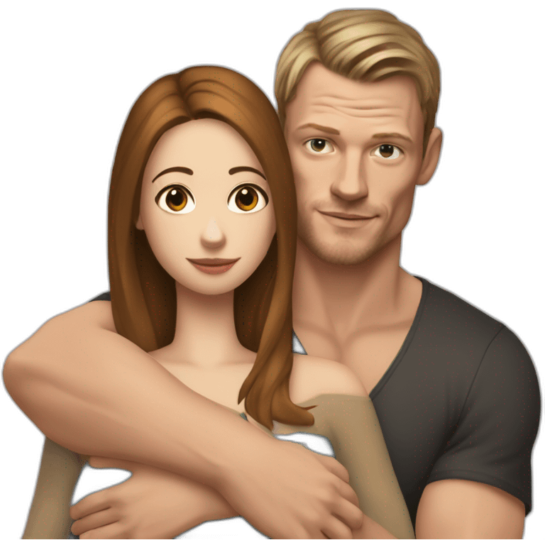 Joel Kinnaman hugs a girl with fair skin and brown hair emoji