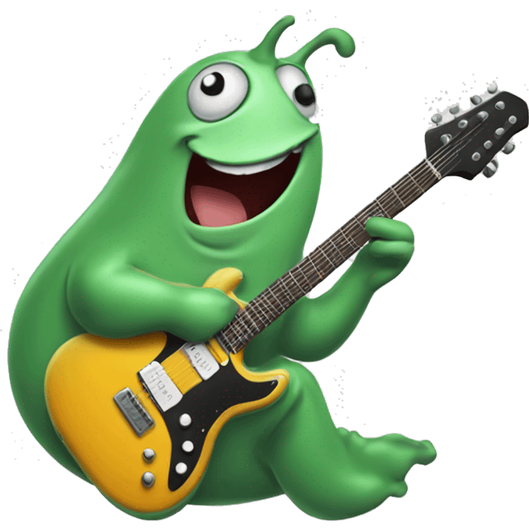 Happy slug playing electric guitar emoji