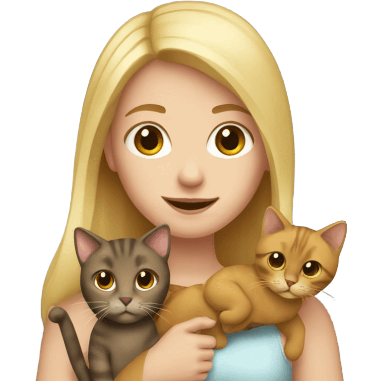 Blond Carl girl with brown cat  emoji