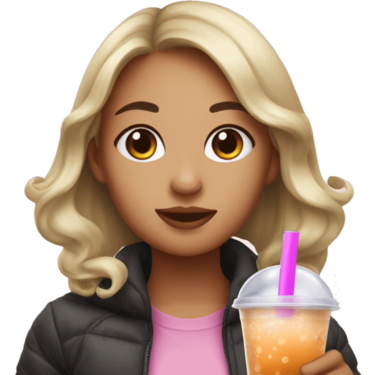 Girl drink bubble tea emoji