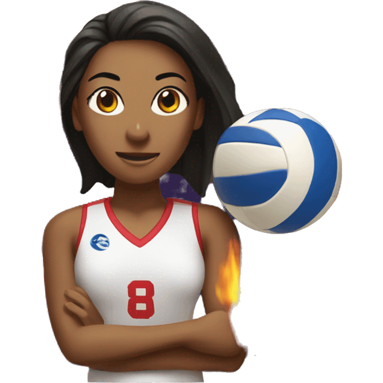 Volleyball player with fire emoji