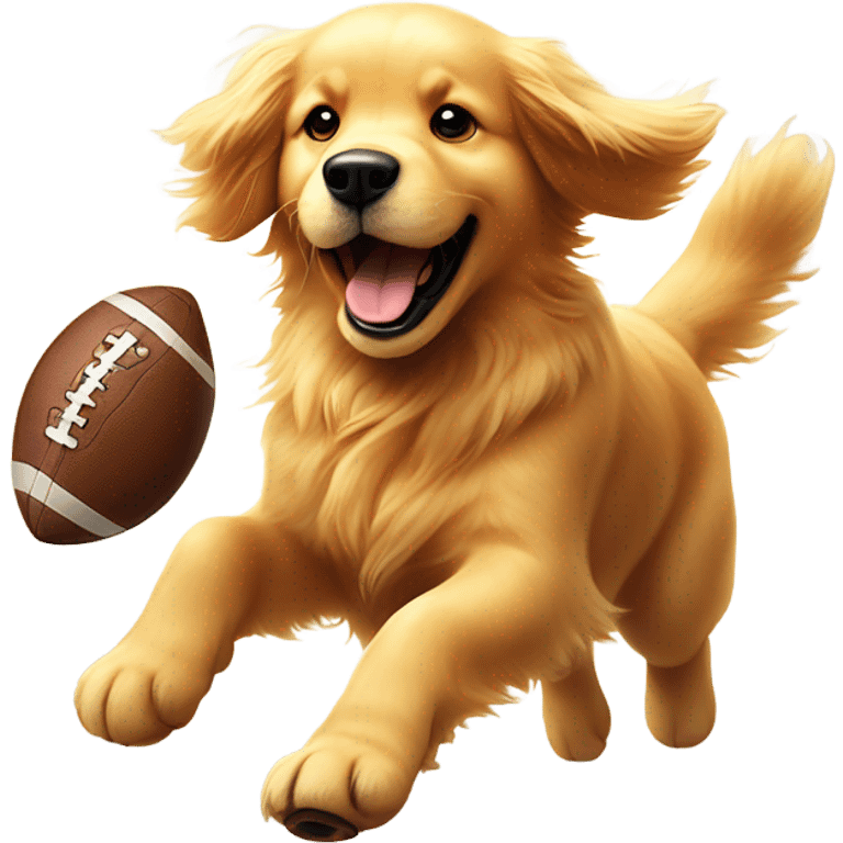 Golden retriever playing football emoji