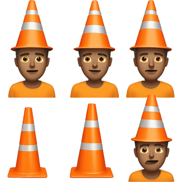 Guy with orange traffic cone instead of his head emoji