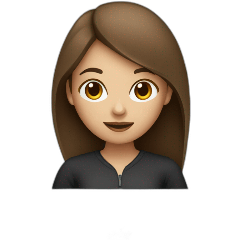 programmer girl with brown hair working with MacBook emoji