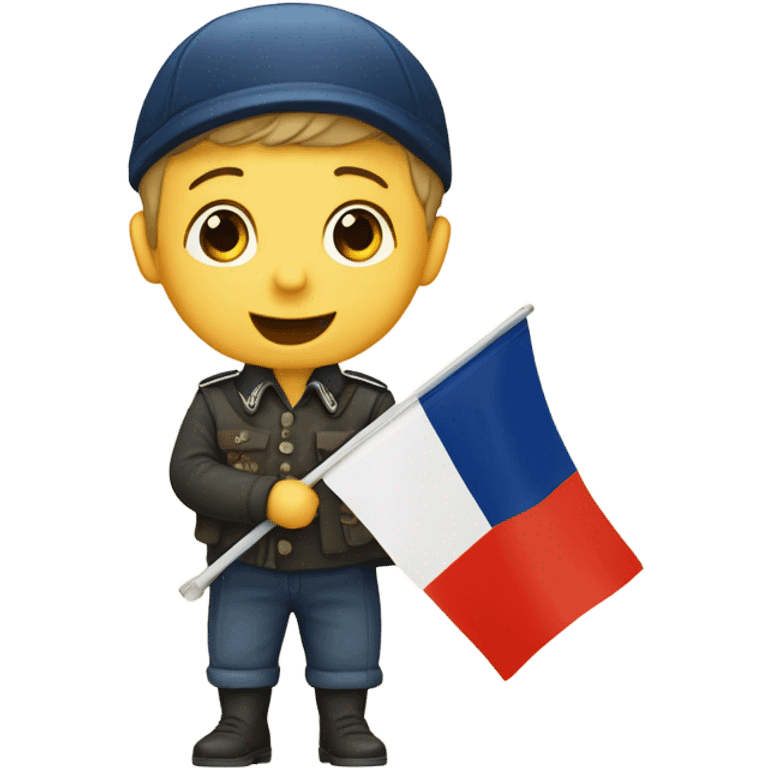 little german boy kissing the map of france and french flag emoji