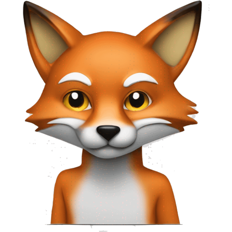 A fox behind a macbook and with cyberhacker style emoji