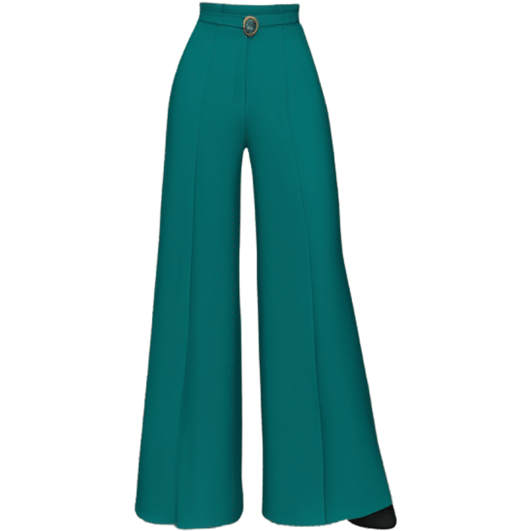 Realistic isolated pair of deep dark turquoise high waist wide leg dressy casual dress pants
 emoji