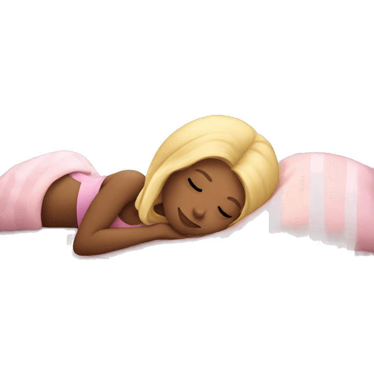 girl sleeping with blonde hair and pink bed  emoji