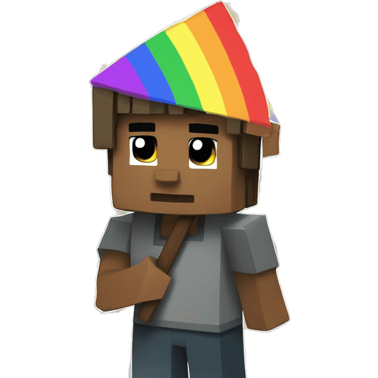 Rainbow Minecraft dude with flag  emoji