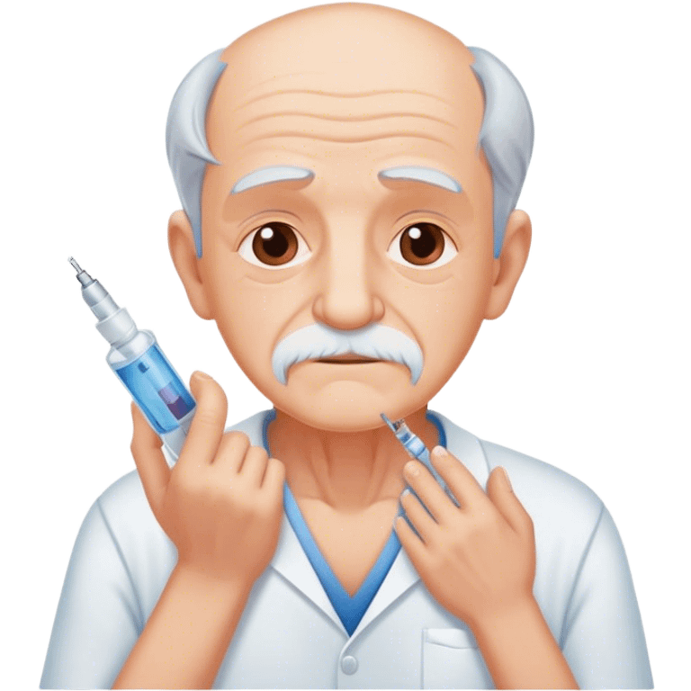 Old man injecting himself with the Covid vaccine  emoji