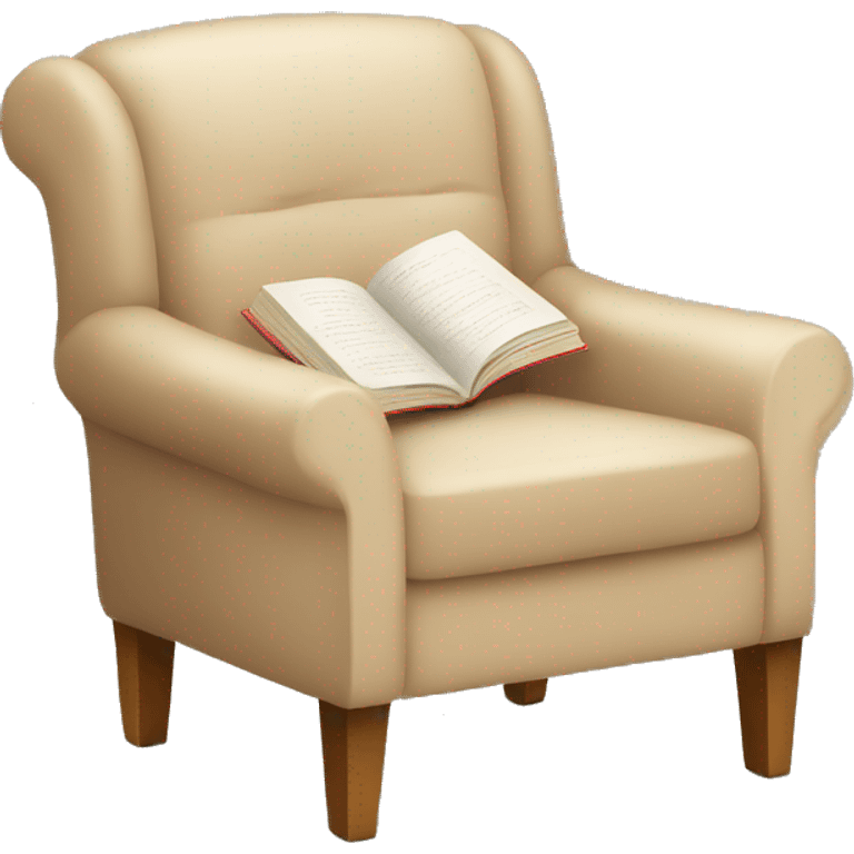 Beige Armchair with blanket and book emoji