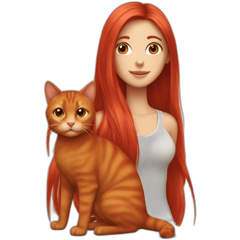 Red long hair girl with red cat emoji