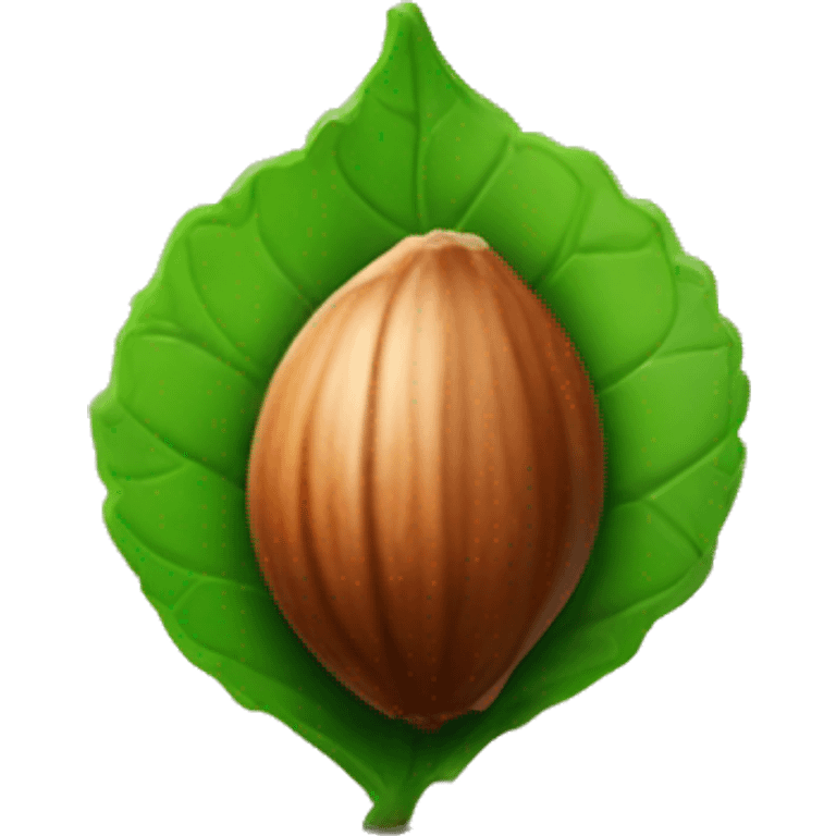 Hazelnut with green leaf emoji