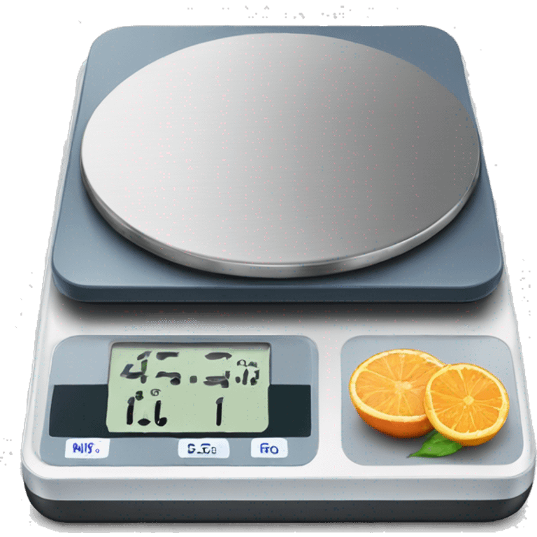 Electronic table scales with products emoji