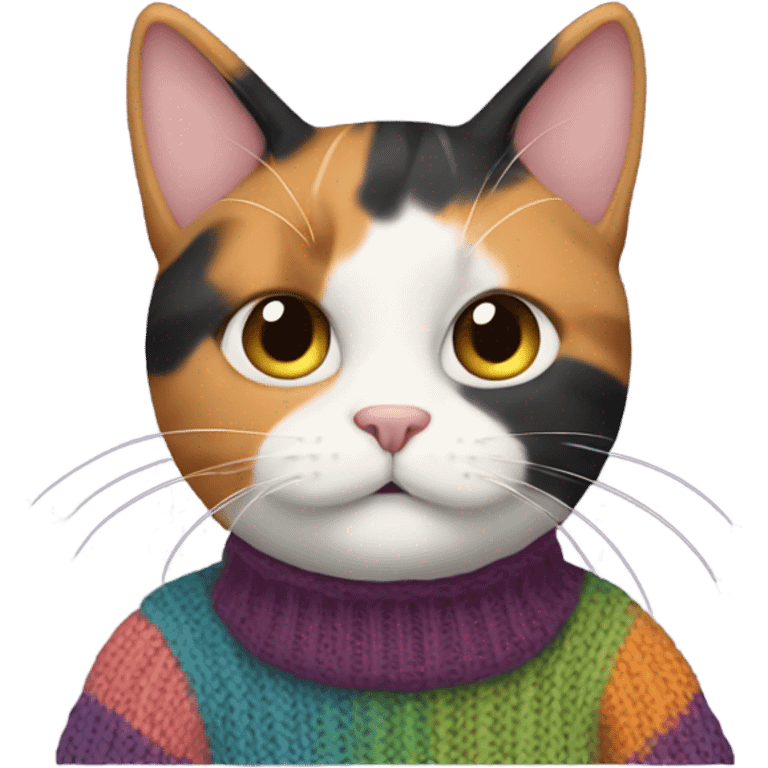 calico cat wearing sweater emoji