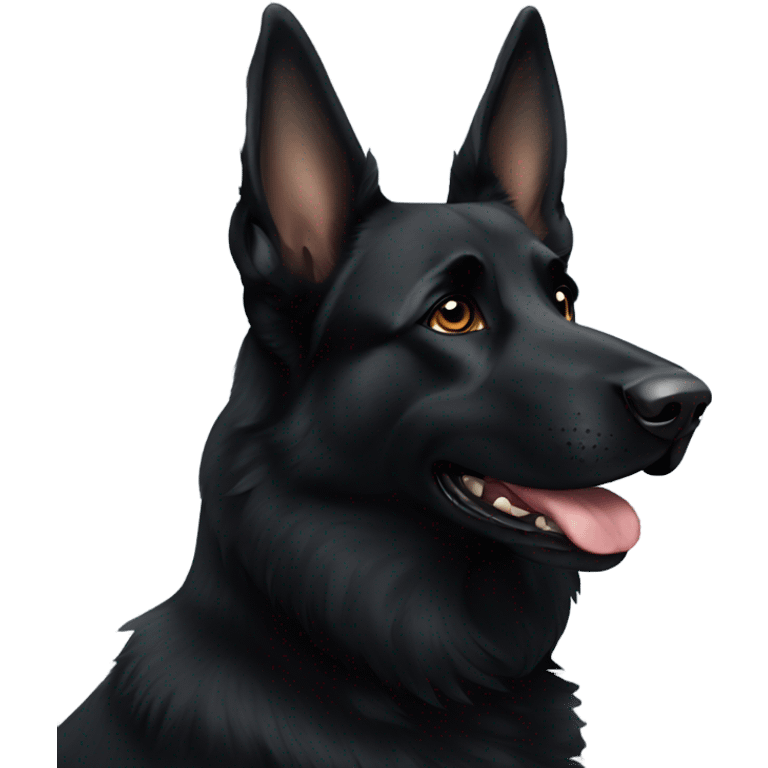 Cross eyed black German shepherd  emoji