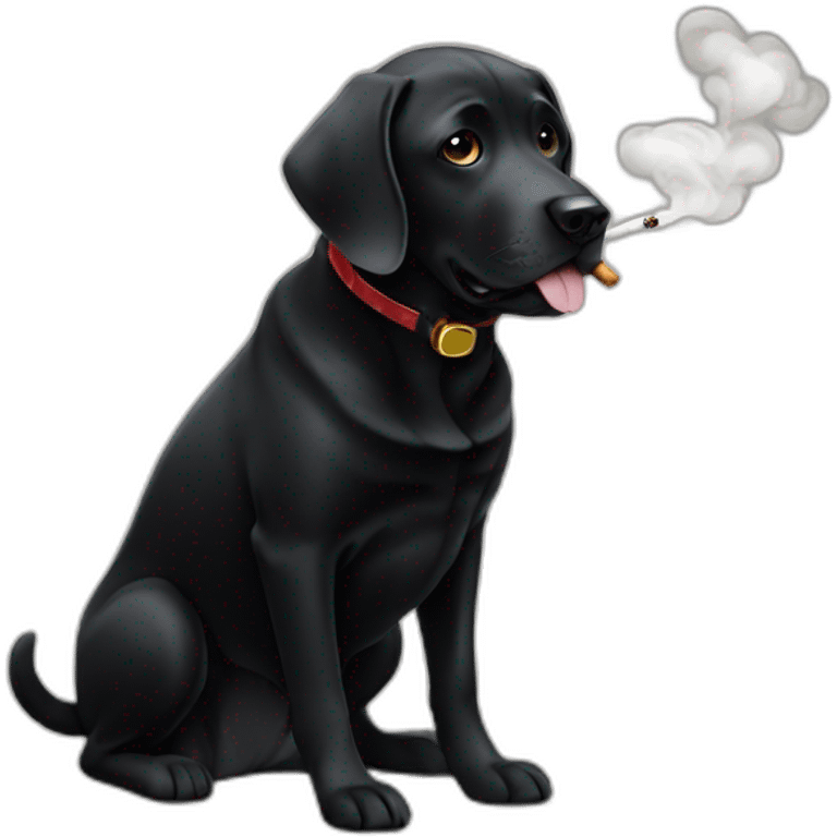 A smoking black labrador emoji