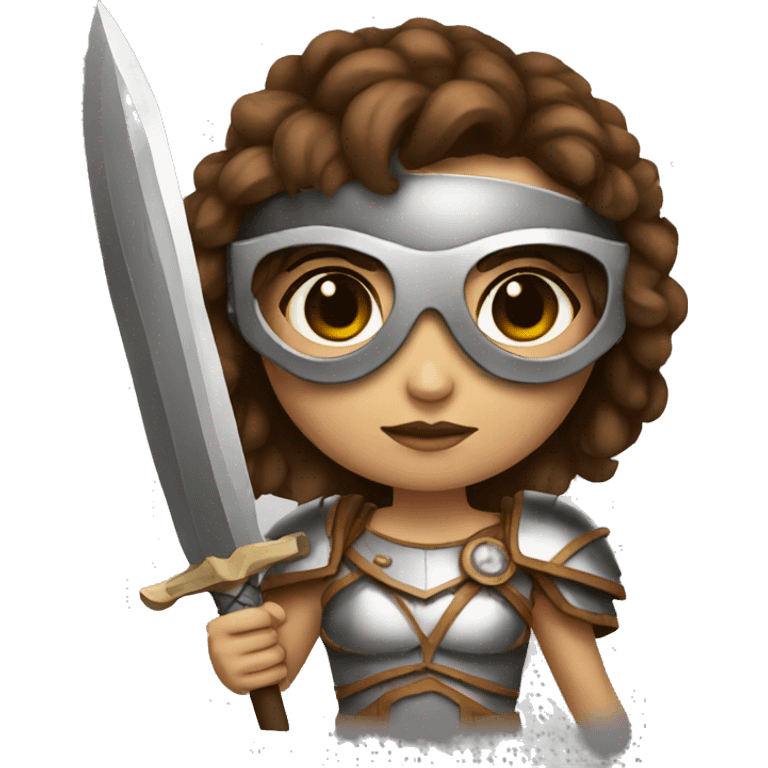 Girl gladiator with brown hair and sunglasses emoji