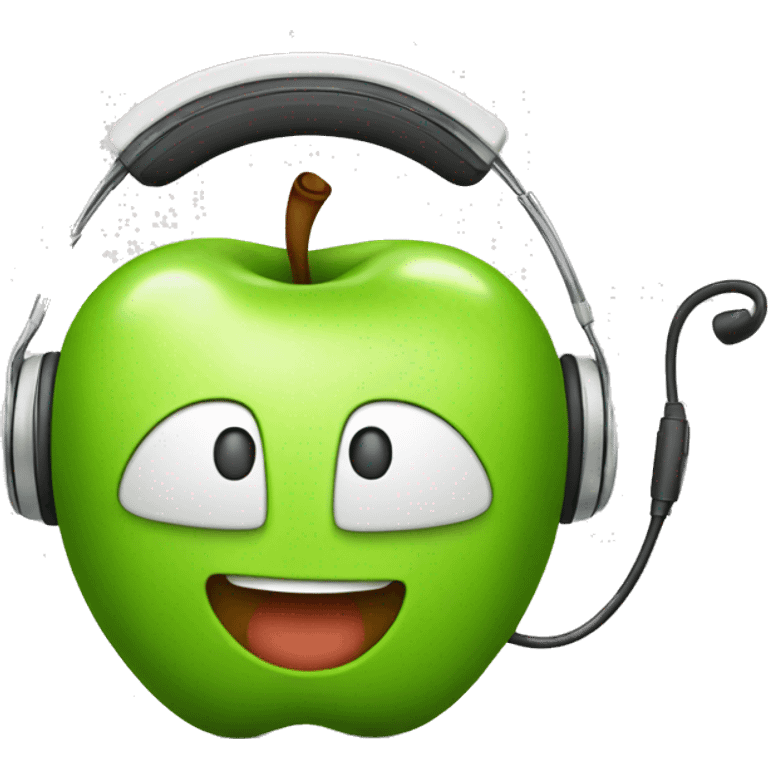 happy apple with earphones emoji