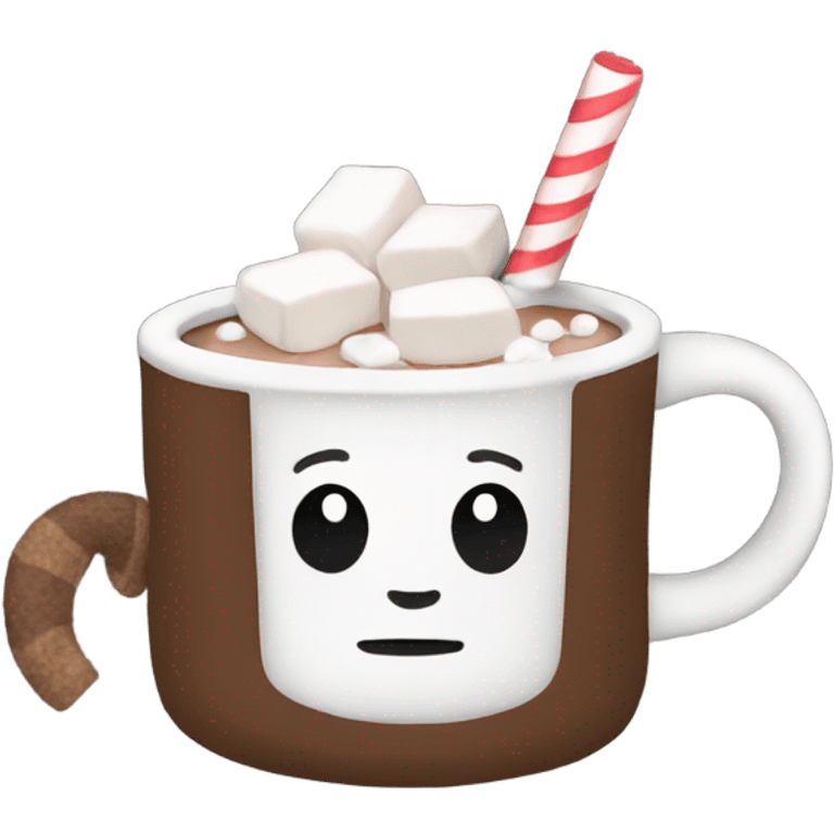 Hot cocoa in a sweater mug with marshmallows emoji