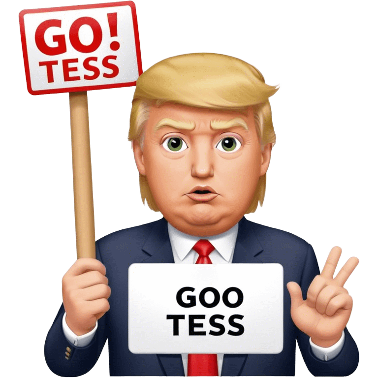 Donald trump holding a sign saying Go Tess  emoji