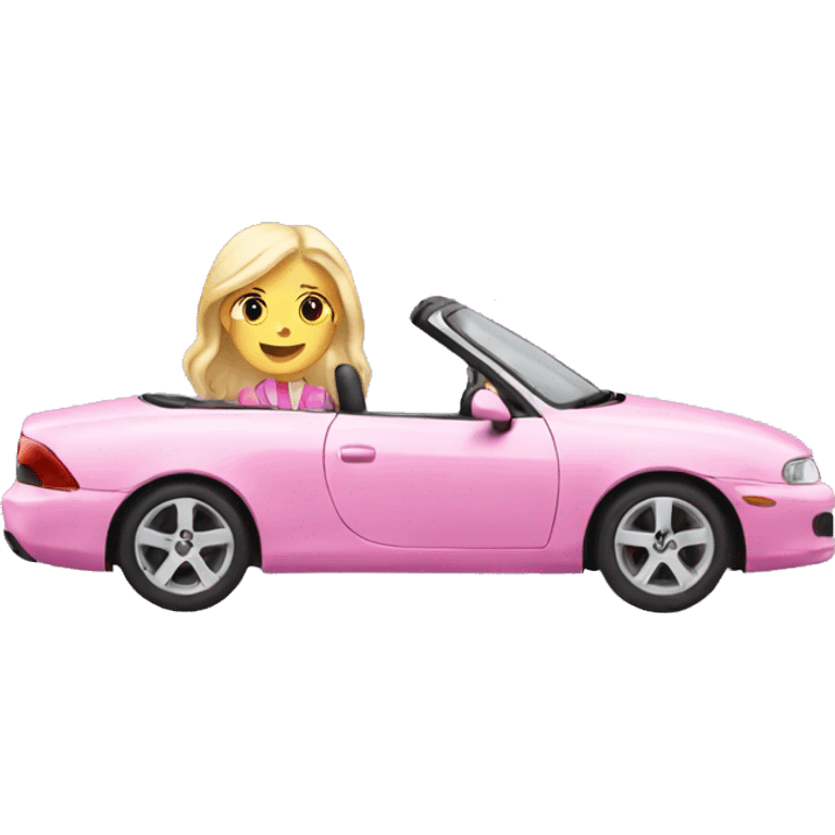 two white girls in a pink car emoji