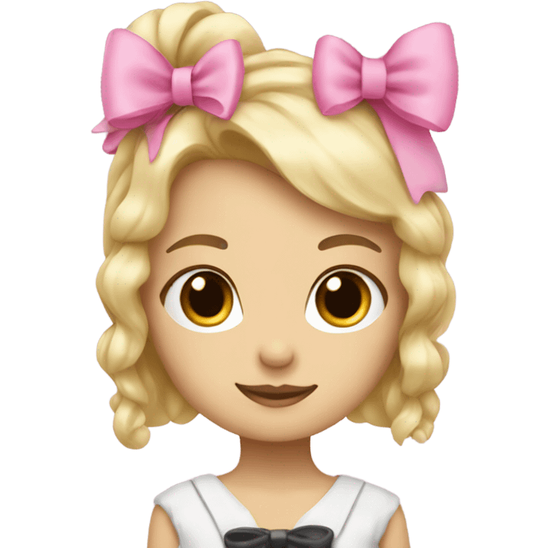 Blonde girl with boba and pink bow emoji