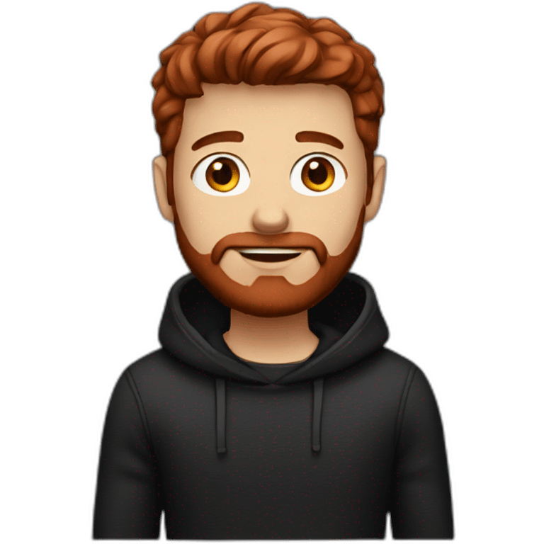 Guy with Short Dark red colored hair a Dark red beard and Black Pullover emoji