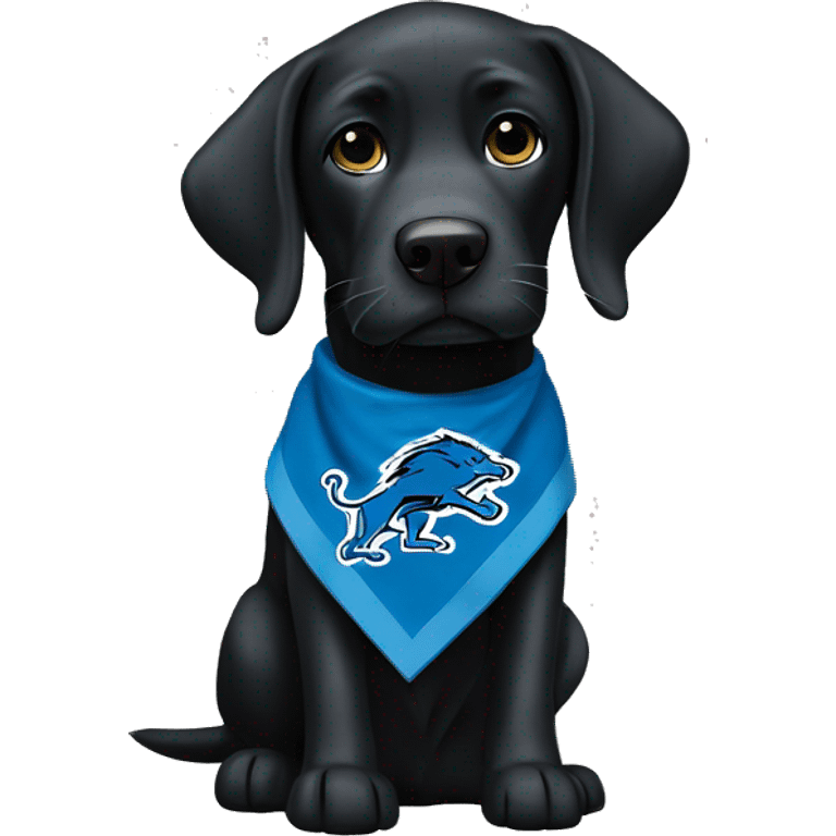 Grown Black Lab dog in a Detroit Lions bandana or jersey  emoji