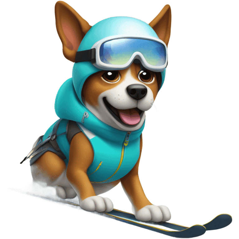 Skiing dog emoji