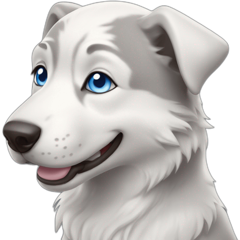 Happy Puppy Wolf dog white blue eyes emoji