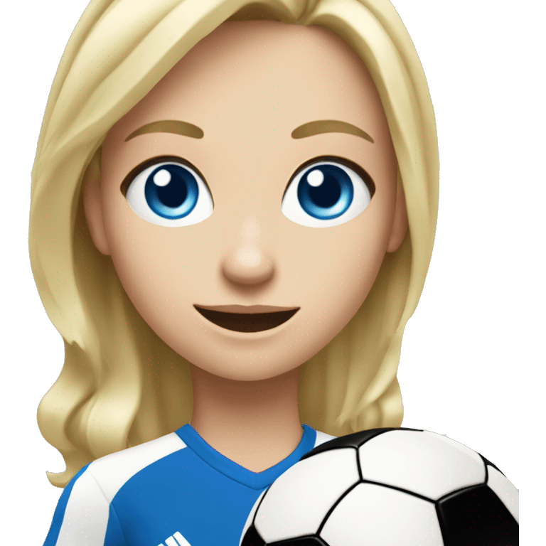 blonde girl blue eyes kicking a soccer ball emoji