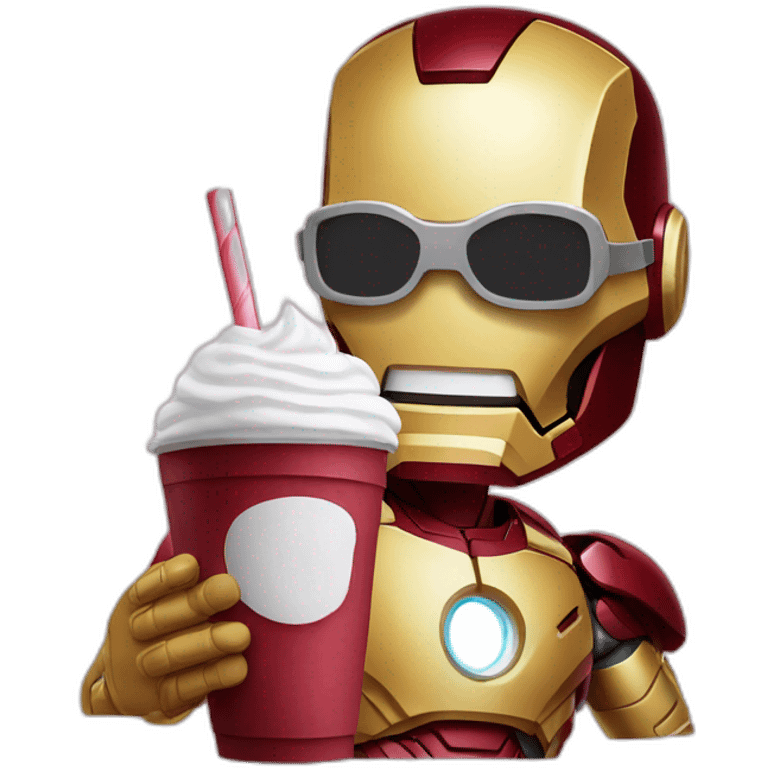 Ironman sipping a milkshake emoji