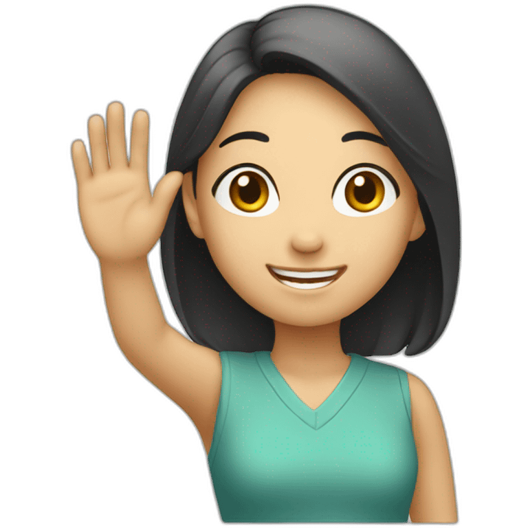 Asian girl waving and smiling emoji