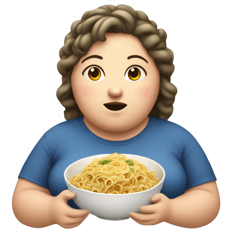 Fat girl eating noodles emoji