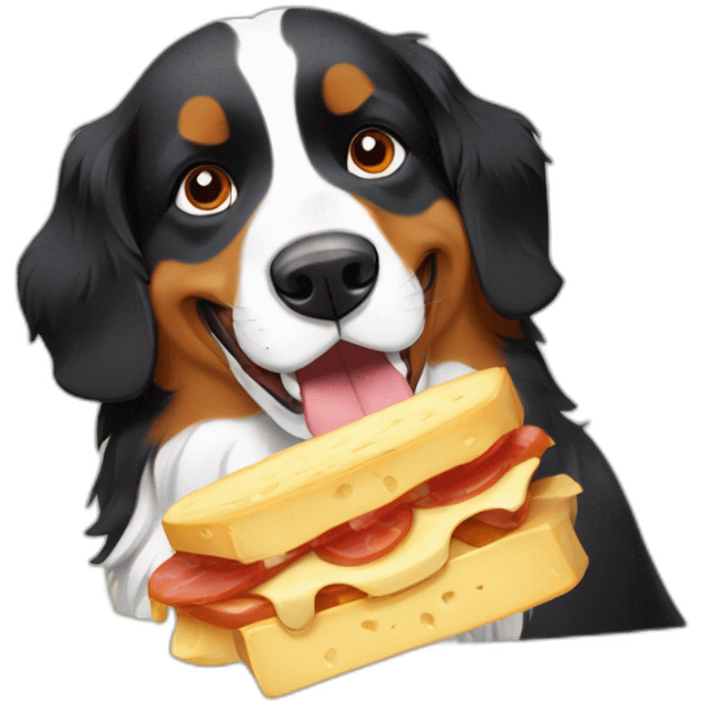 bernese dog eating raclette emoji