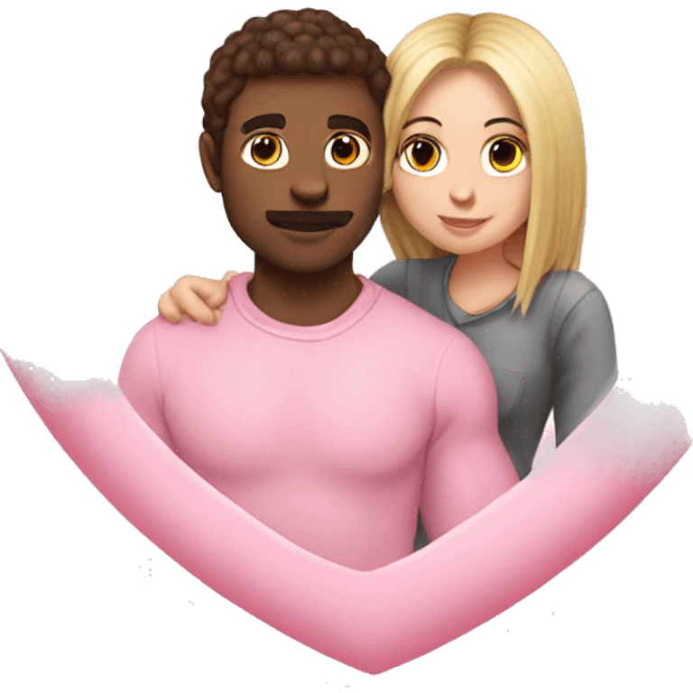 Me and my boyfriend inside a baby pink heart emoji