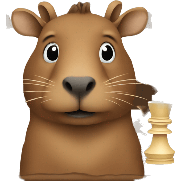 Capibara with chess playing chess emoji