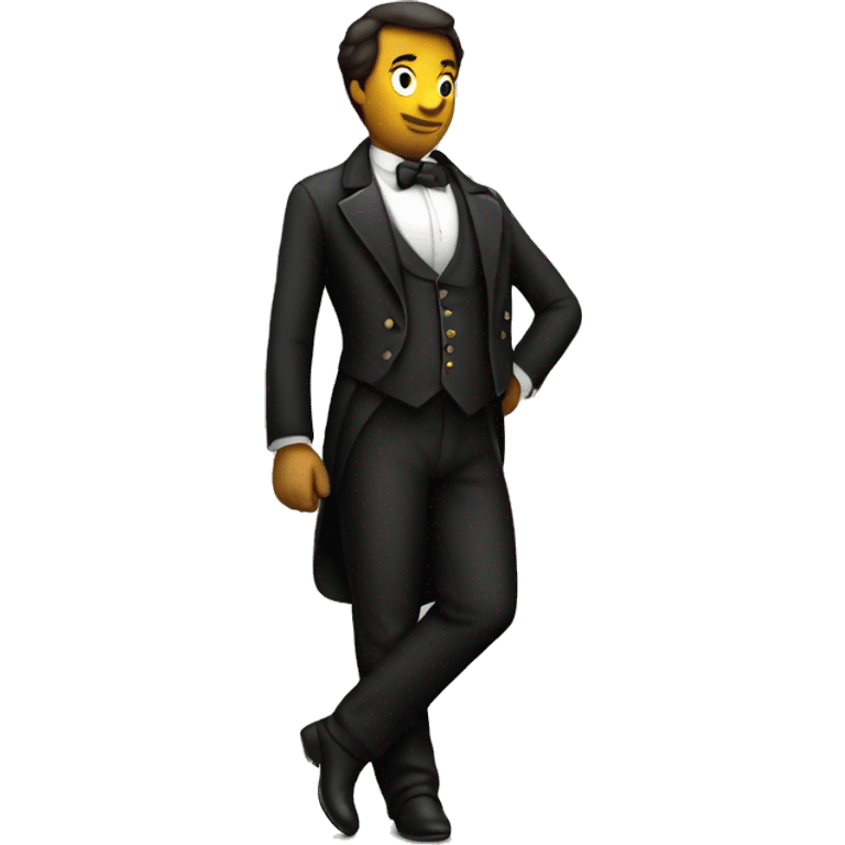 man in tailcoat stands with his back emoji