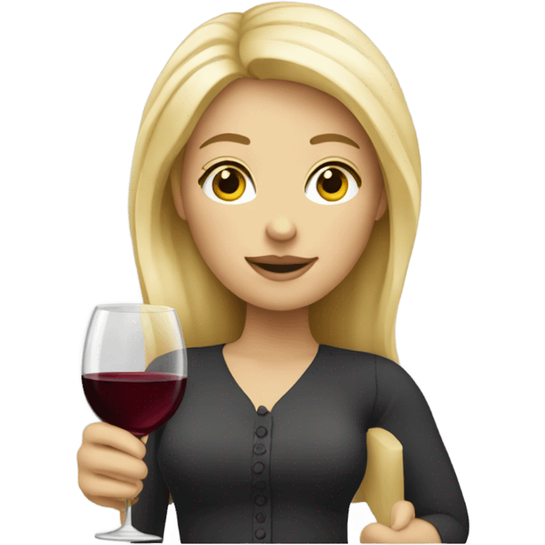 Blonde lady holding red wine  emoji