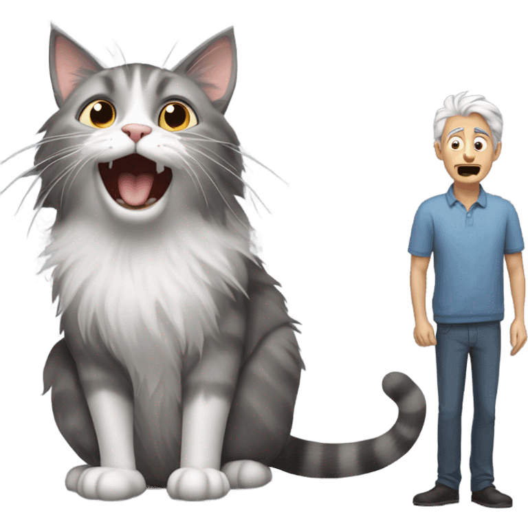 Old cat farting on a man emoji