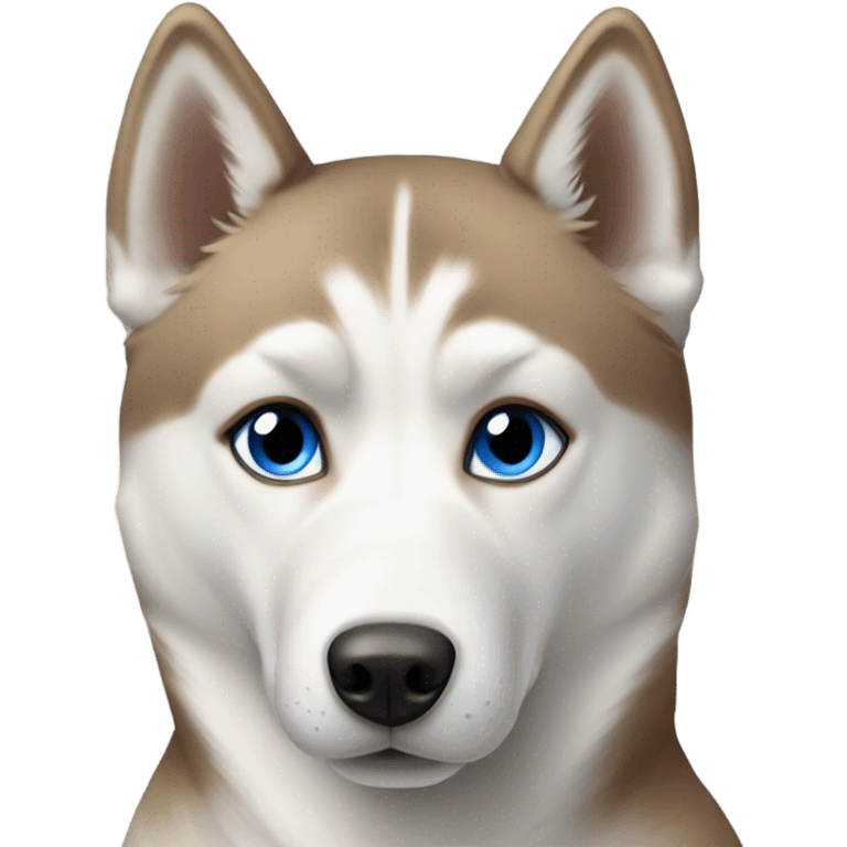 light brown and white husky with two different color eyes emoji