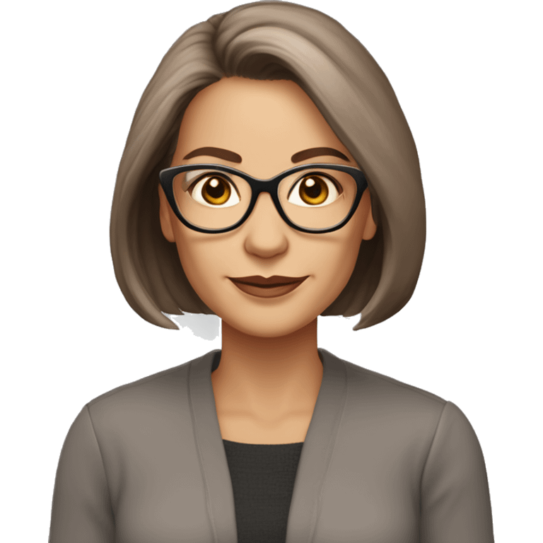 50 years old girl
long brown hair with straight styling
light skin
Small glasses with refined frame small almond
Brown eyes with cat eye liner emoji